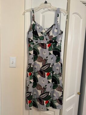 Boden Linen/Cotton Blend Floral Leaf Print Sundress